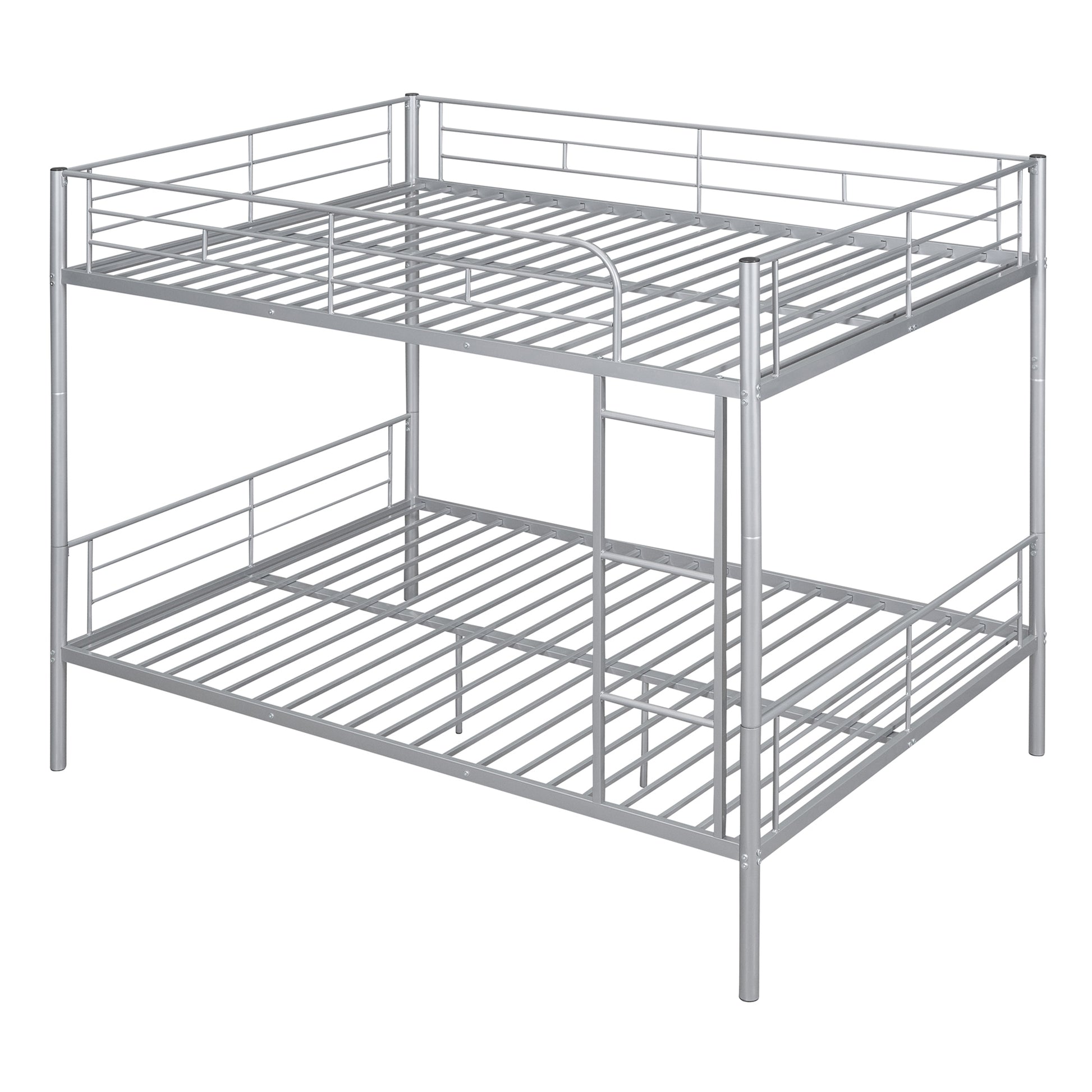 Full Over Full Metal Bunk Bed, Sliver Silver Iron