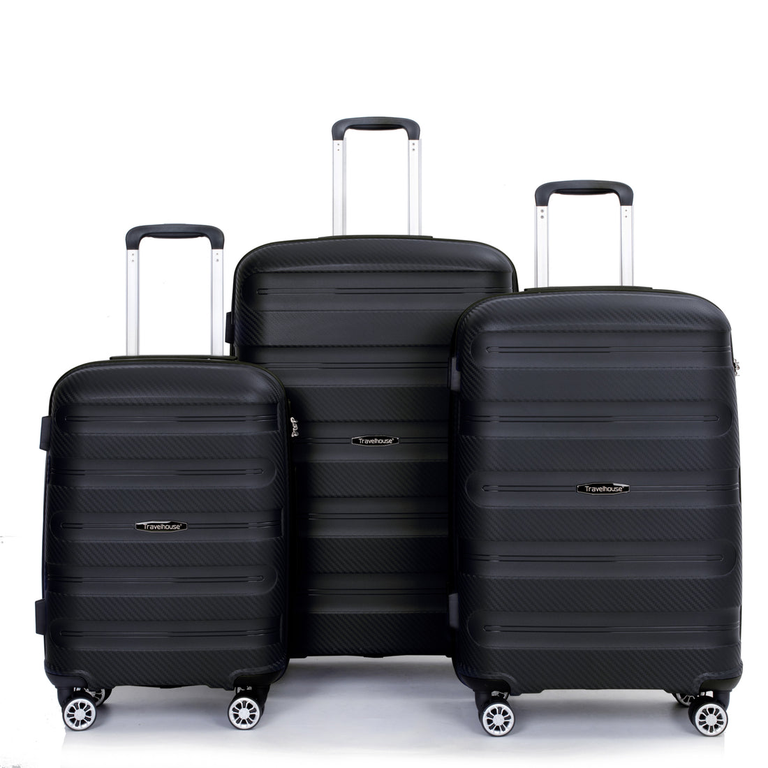 Hardshell Suitcase Spinner Wheels Pp Luggage Sets Lightweight Durable Suitcase With Tsa Lock,3 Piece Set 20 24 28 ,Black Black Polypropylene