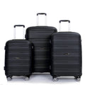 Hardshell Suitcase Spinner Wheels Pp Luggage Sets Lightweight Durable Suitcase With Tsa Lock,3 Piece Set 20 24 28 ,Black Black Polypropylene