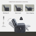 Power Recliner Chair With Adjustable Massage Function, Velvet Electric Power Chair For Elderly With One Side Pockets, Recliner Chair With Heating System For Living Room,Dark Gray Dark Gray Velvet