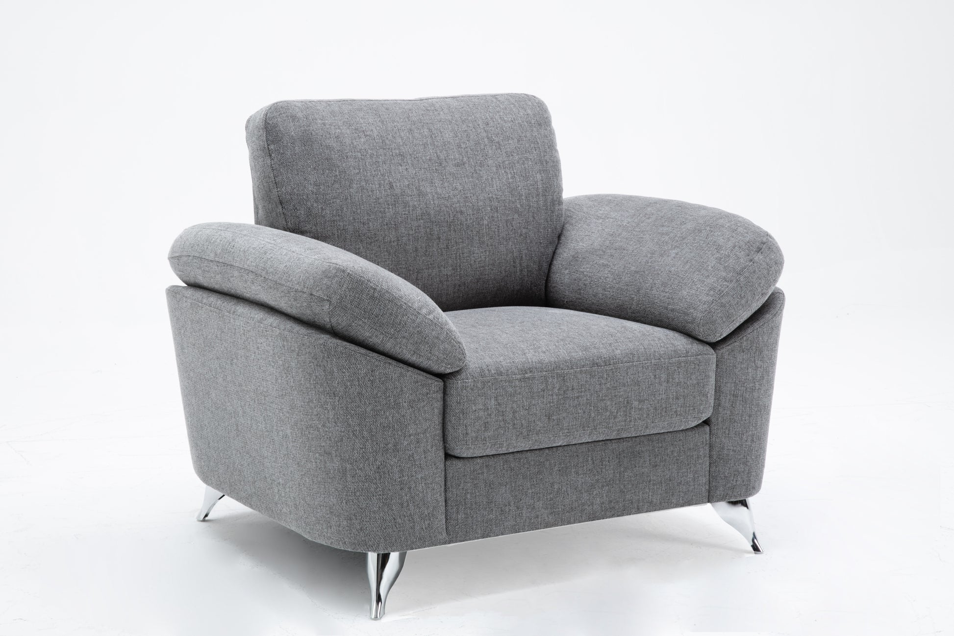 Villanelle 42.5" Light Gray Linen Chair With Chrome Finish Legs Light Gray Linen