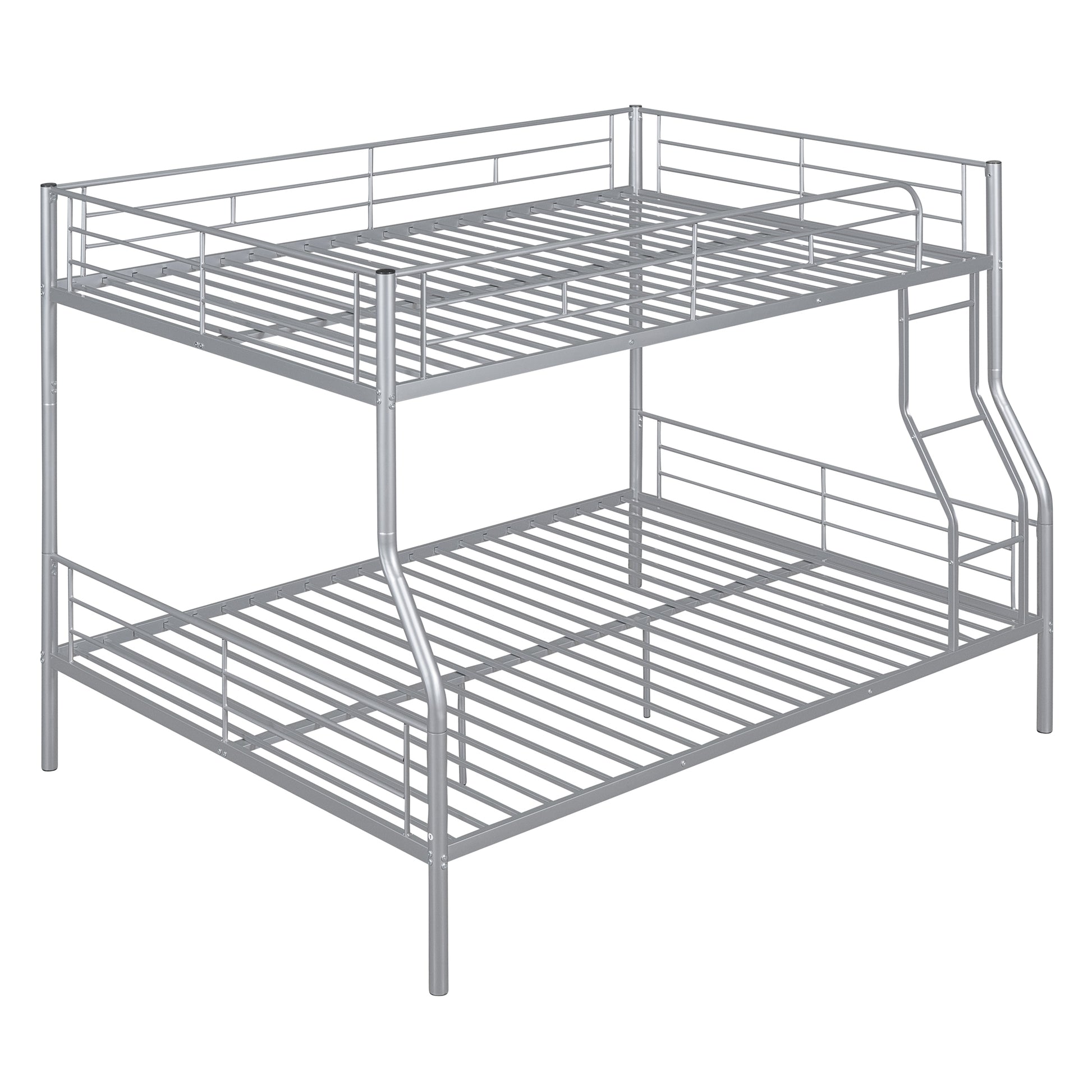 Full Xl Over Queen Metal Bunk Bed, Sliver Silver Iron