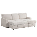 Upholstery Sleeper Sectional Sofa With Storage Space, Usb Port, 2 Cup Holders On Back Cushions Same Sku Wy000335Aaa Beige Wood Square Arms Polyester 3 Seat