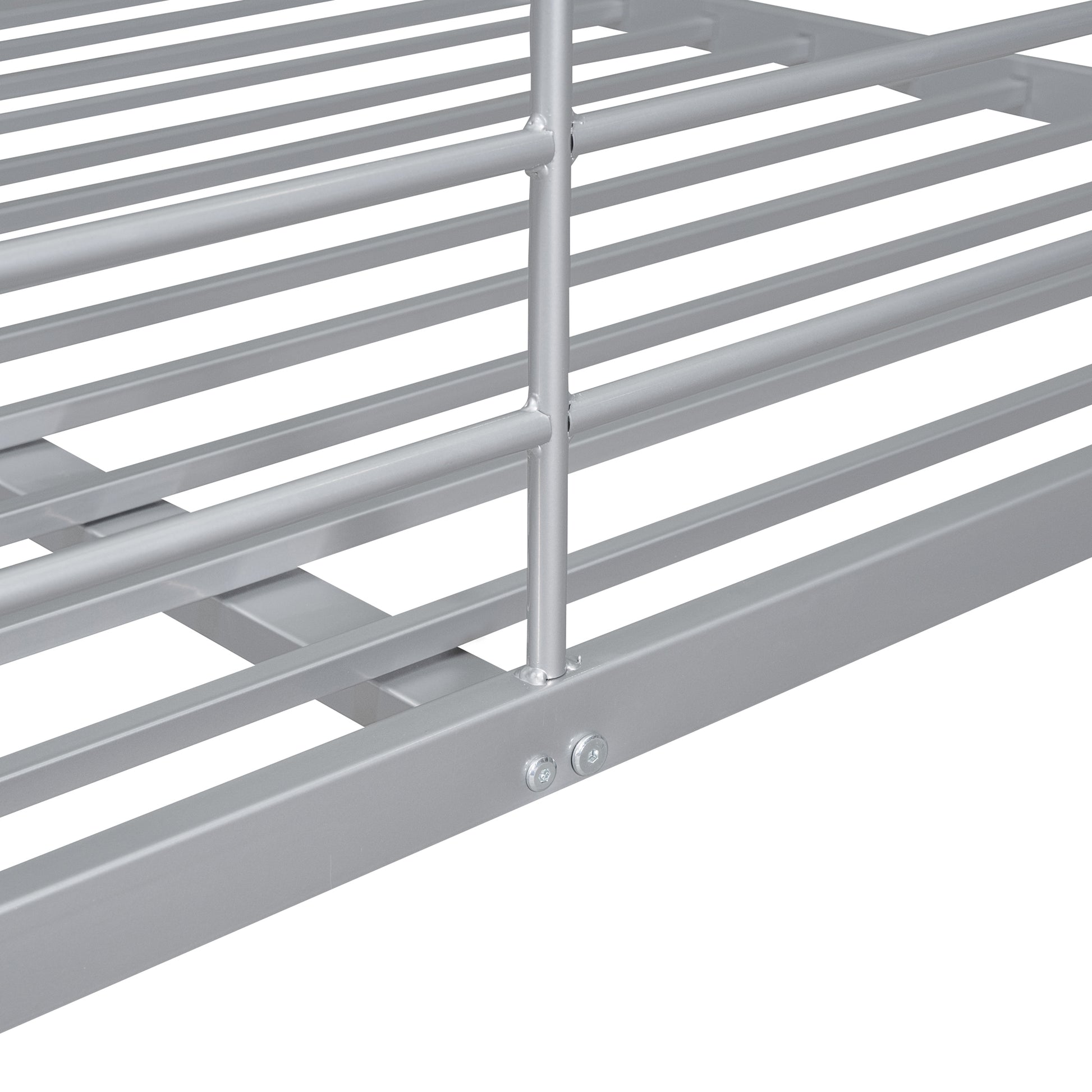 Full Xl Over Queen Metal Bunk Bed, Sliver Silver Iron