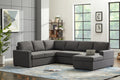 Ketterman 4 Piece Upholstered Sectional Dark Gray Foam Linen