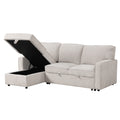 Upholstery Sleeper Sectional Sofa With Storage Space, Usb Port, 2 Cup Holders On Back Cushions Same Sku Wy000335Aaa Beige Wood Square Arms Polyester 3 Seat