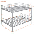 Full Over Full Metal Bunk Bed, Sliver Silver Iron