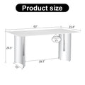 Modern Minimalist Dining Table. White Imitation Marble Glass Sticker Desktop, Stainless Steel Legs, Stable And Beautiful. Suitable For Living Room And Dining Room 63