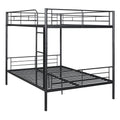 Full Over Full Metal Bunk Bed, Black Black Iron