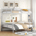 Full Xl Over Queen Metal Bunk Bed, Sliver Silver Iron