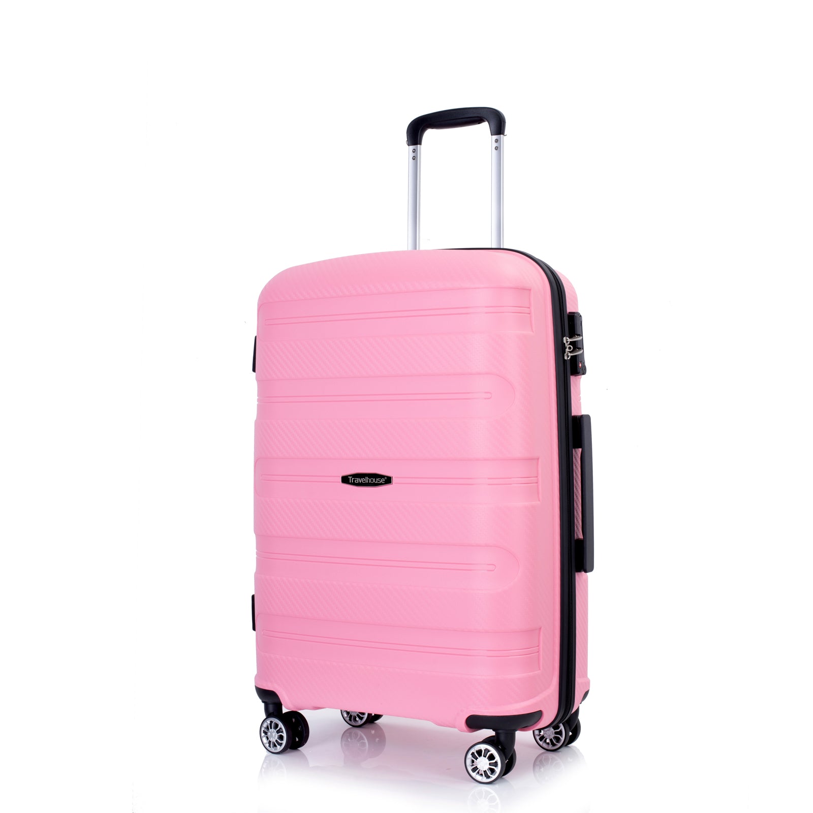 Hardshell Suitcase Spinner Wheels Pp Luggage Sets Lightweight Durable Suitcase With Tsa Lock,3 Piece Set 20 24 28 ,Pink Pink Polypropylene