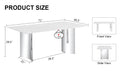 Modern Minimalist Dining Table. The White Imitation Marble Glass Desktop Is Equipped With Silver Metal Legs. Suitable For Restaurants And Living Rooms 71
