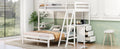 Twin Over Full Bunk Bed With Built In Desk And Three Drawers,White Box Spring Not Required White Wood Pine