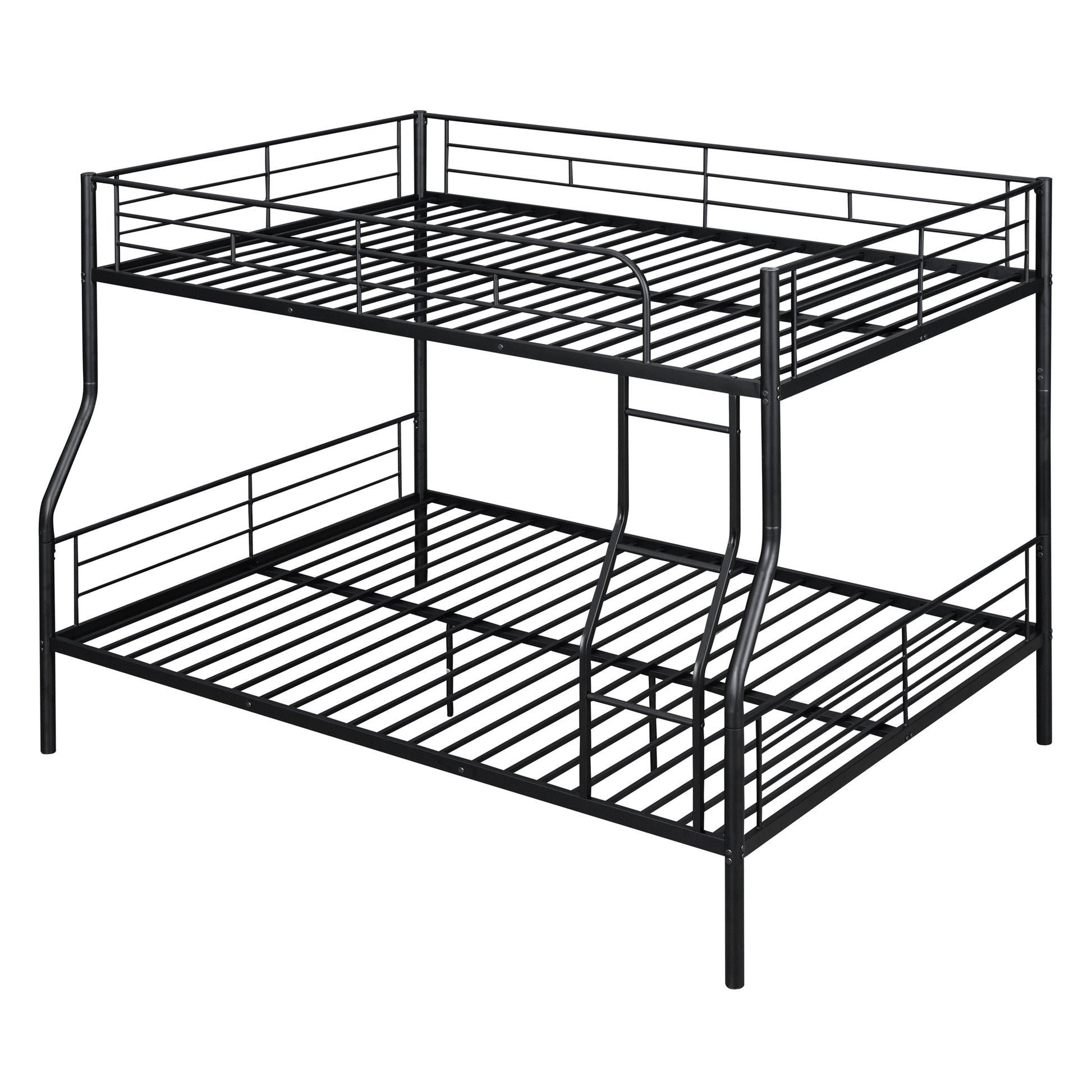Full Xl Over Queen Metal Bunk Bed, Black Black Iron