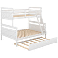 Twin Over Full Bunk Bed With Ladder, Twin Size Trundle, Safety Guardrail, White Old Sku: Sm000208Aae 1 Box Spring Not Required White Wood Bedroom Pine