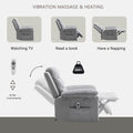 Power Recliner Chair With Adjustable Massage Function, Velvet Electric Power Chair For Elderly With One Side Pockets, Recliner Chair With Heating System For Living Room,Light Gray Light Gray Velvet