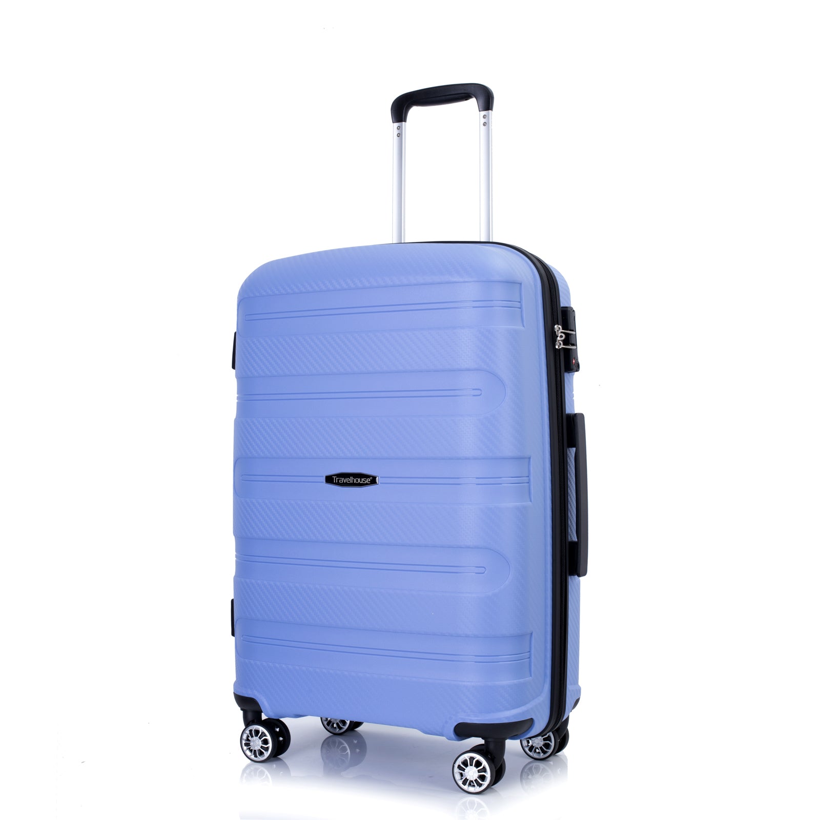 Hardshell Suitcase Spinner Wheels Pp Luggage Sets Lightweight Durable Suitcase With Tsa Lock,3 Piece Set 20 24 28 ,Purplish Blue Purplish Blue Polypropylene