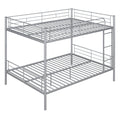 Full Over Full Metal Bunk Bed, Sliver Silver Iron