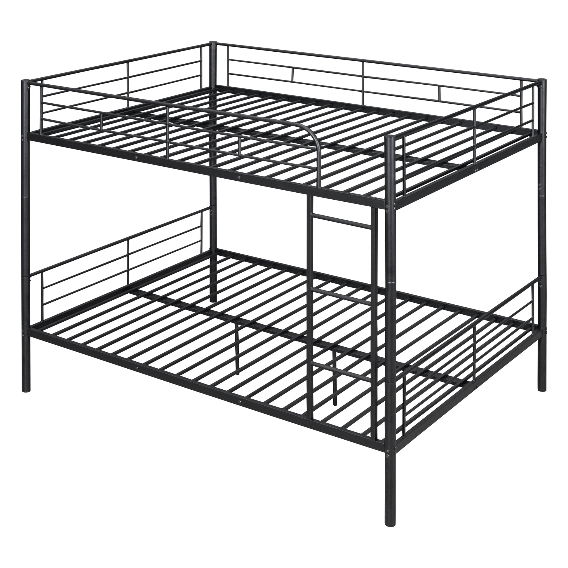 Full Over Full Metal Bunk Bed, Black Black Iron