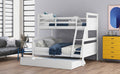 Twin Over Full Bunk Bed With Ladder, Twin Size Trundle, Safety Guardrail, White Old Sku: Sm000208Aae 1 Box Spring Not Required White Wood Bedroom Pine