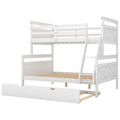 Twin Over Full Bunk Bed With Ladder, Twin Size Trundle, Safety Guardrail, White Old Sku: Sm000208Aae 1 Box Spring Not Required White Wood Bedroom Pine