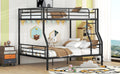 Full Xl Over Queen Metal Bunk Bed, Black Black Iron