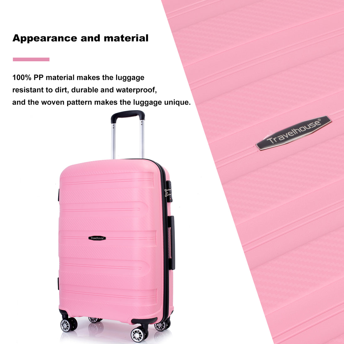 Hardshell Suitcase Spinner Wheels Pp Luggage Sets Lightweight Durable Suitcase With Tsa Lock,3 Piece Set 20 24 28 ,Pink Pink Polypropylene