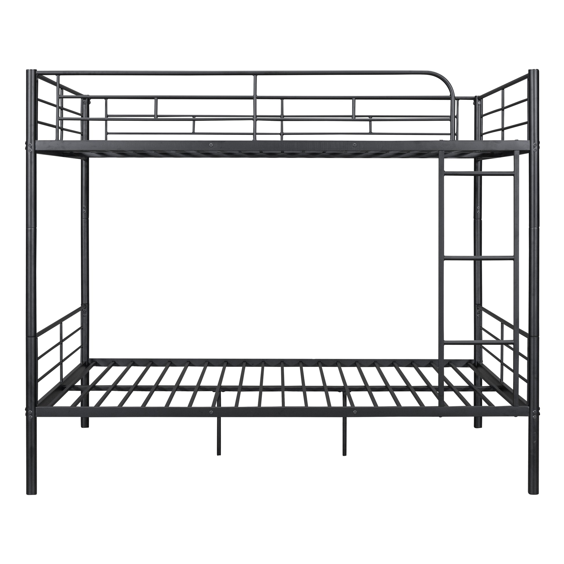 Full Over Full Metal Bunk Bed, Black Black Iron