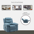 Power Recliner Chair With Adjustable Massage Function, Velvet Electric Power Chair For Elderly With One Side Pockets, Recliner Chair With Heating System For Living Room,Blue Blue Velvet