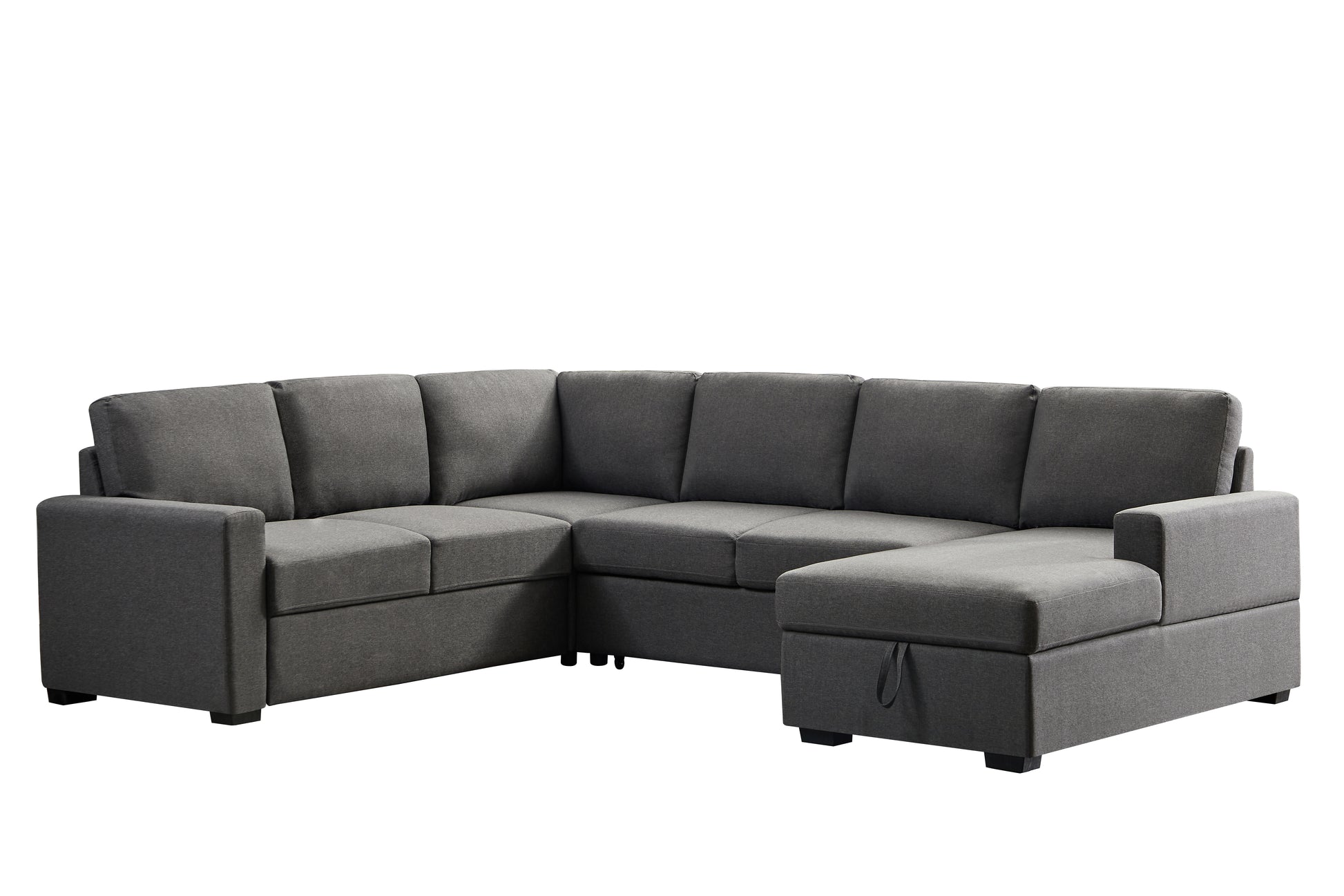 Ketterman 4 Piece Upholstered Sectional Dark Gray Foam Linen