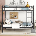 Full Over Full Metal Bunk Bed, Black Black Iron