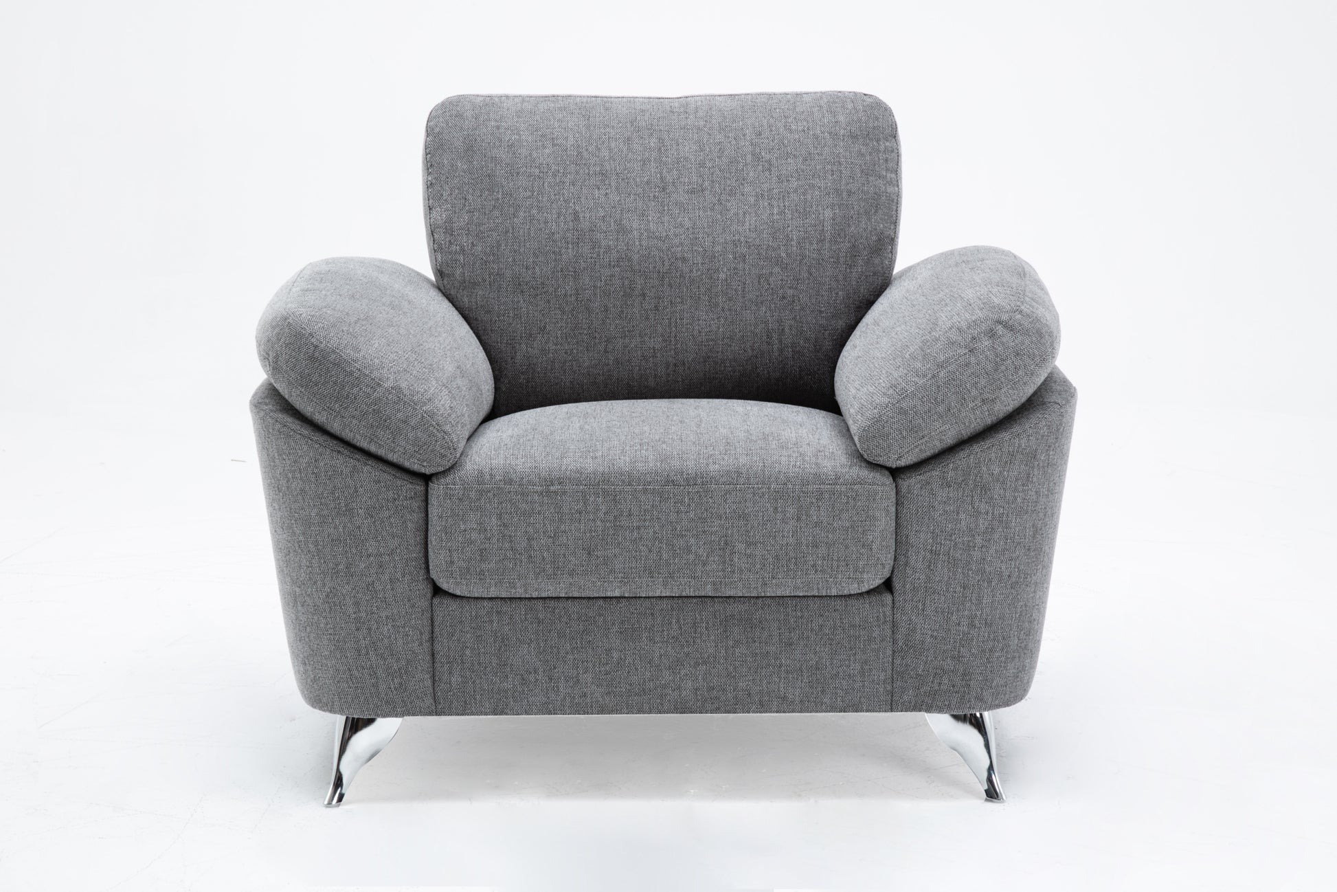 Villanelle 42.5" Light Gray Linen Chair With Chrome Finish Legs Light Gray Linen