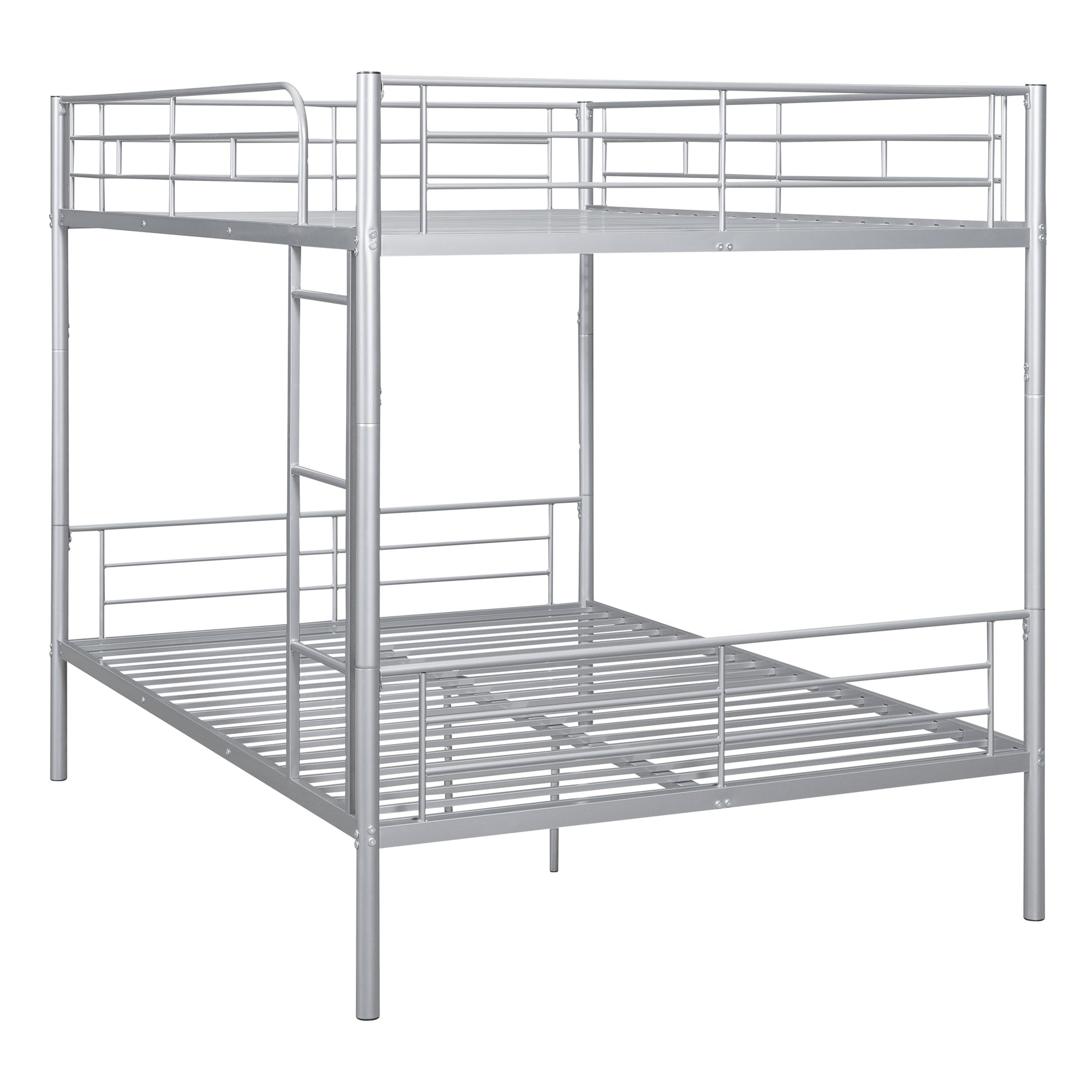 Full Over Full Metal Bunk Bed, Sliver Silver Iron