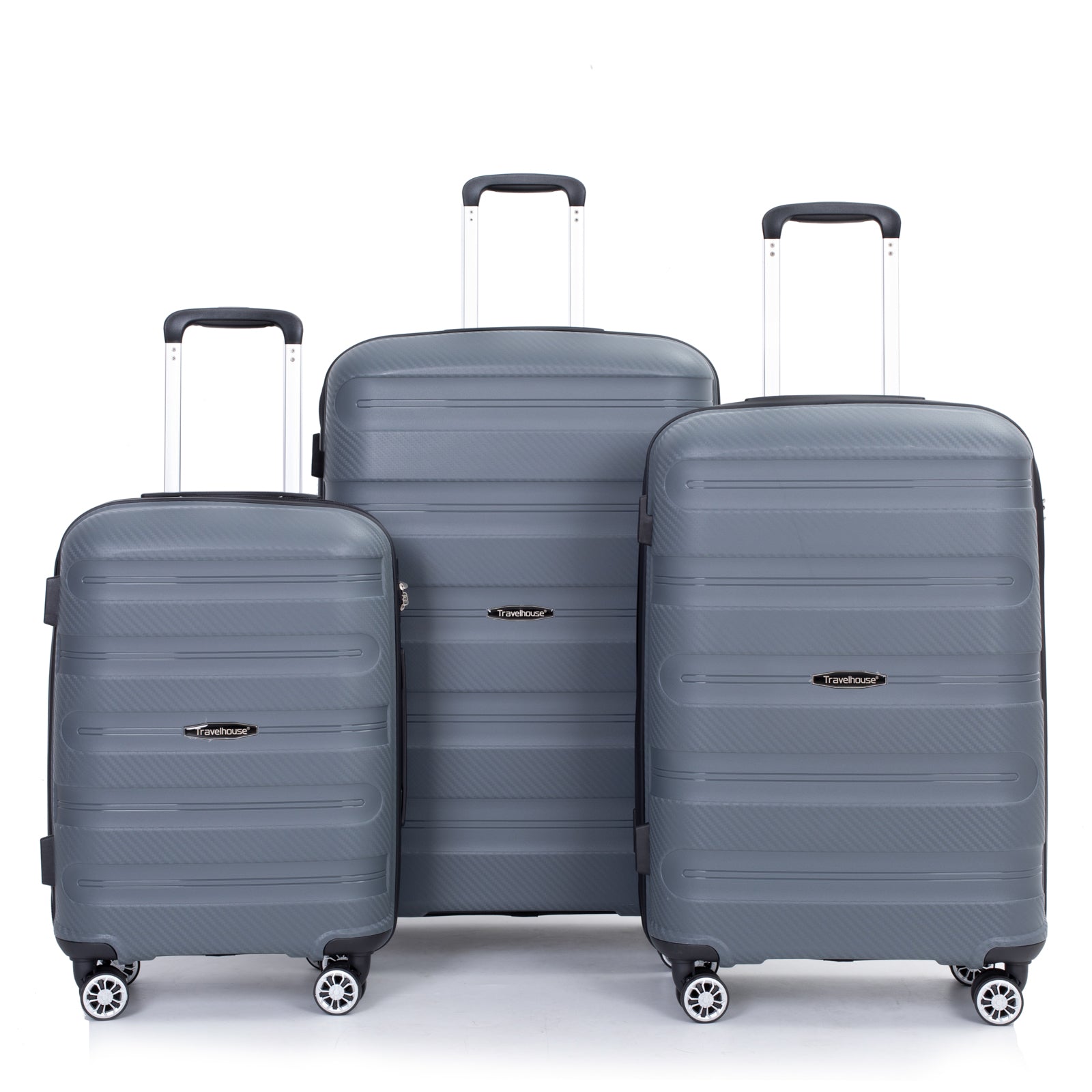 Hardshell Suitcase Spinner Wheels Pp Luggage Sets Lightweight Durable Suitcase With Tsa Lock,3 Piece Set 20 24 28 ,Gray Gray Polypropylene