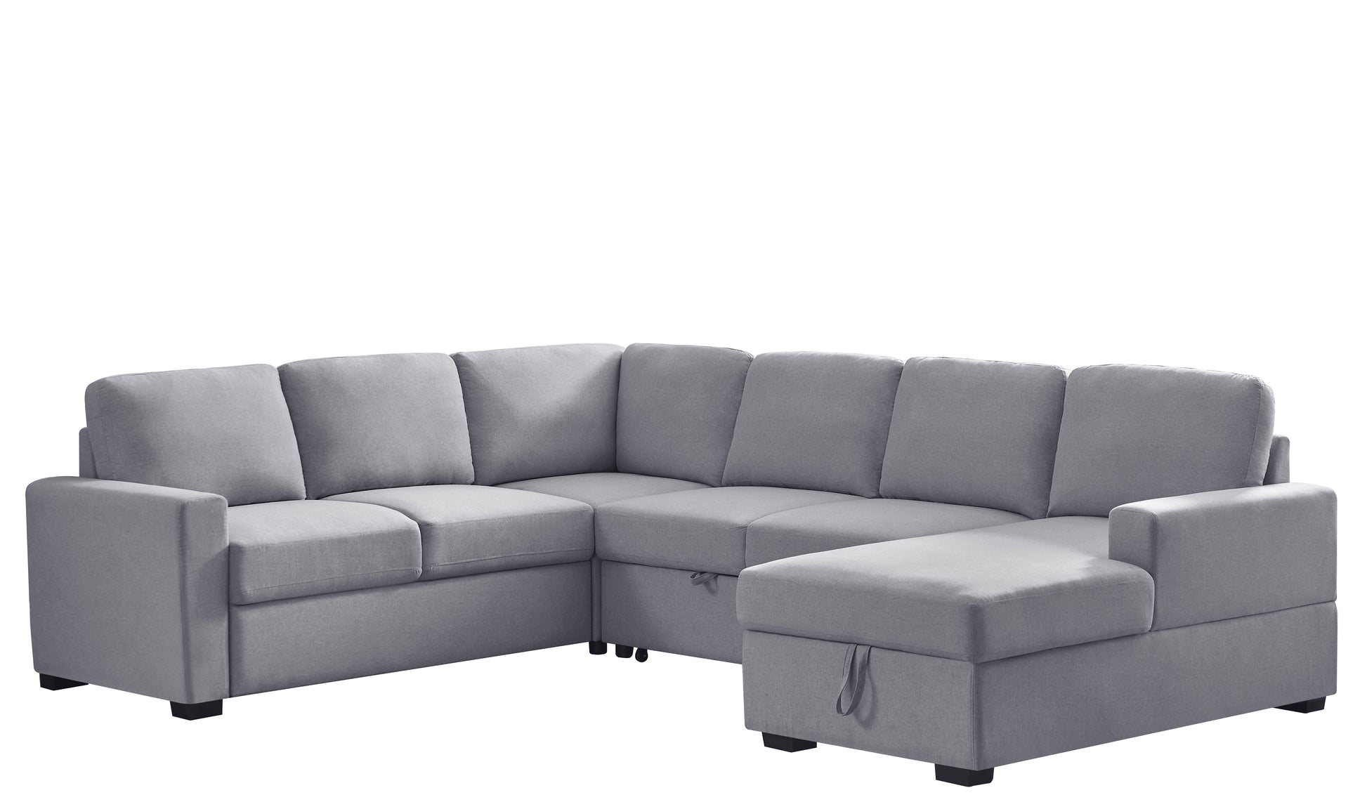 Ketterman 4 Piece Upholstered Sectional Light Gray Foam Linen
