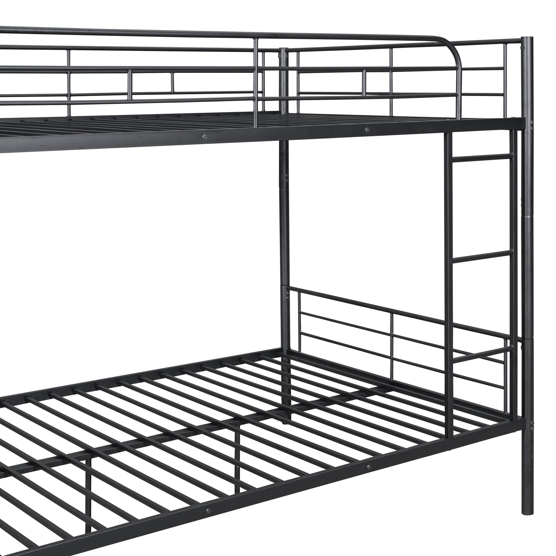 Full Over Full Metal Bunk Bed, Black Black Iron