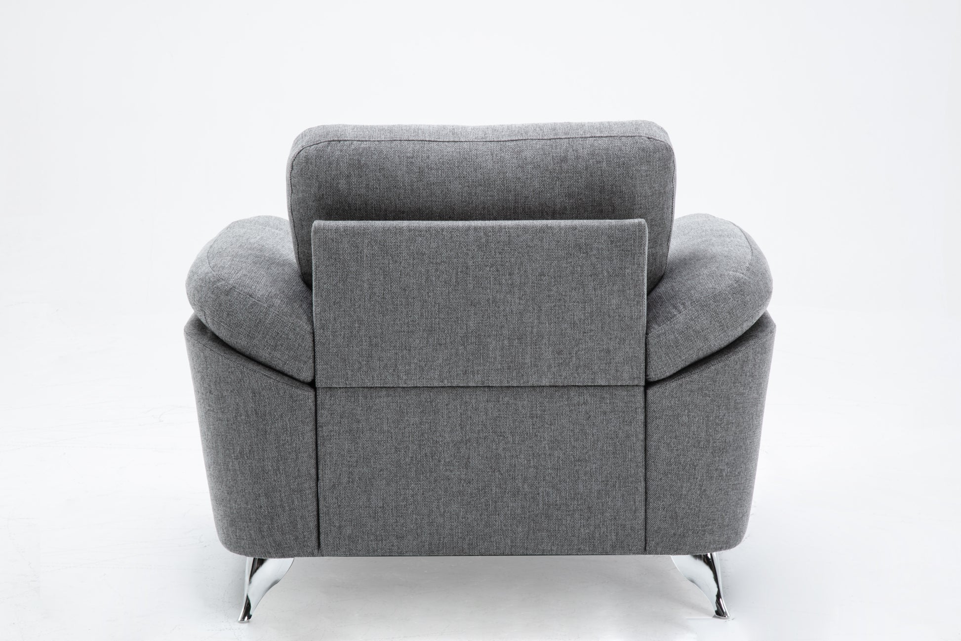 Villanelle 42.5" Light Gray Linen Chair With Chrome Finish Legs Light Gray Linen