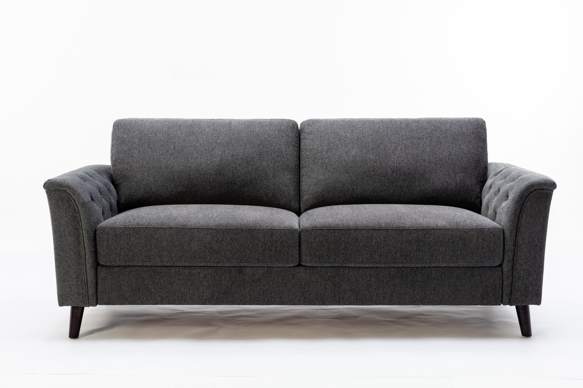 Stanton 80" Dark Gray Linen Sofa With Tufted Arms Dark Gray Linen