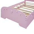 Wood Twin Size Platform Bed With Cartoon Ears Shaped Headboard And Trundle, Pink Box Spring Not Required Twin Pink Wood Bedroom Chenille Solid Wood Mdf