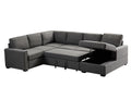 Ketterman 4 Piece Upholstered Sectional Dark Gray Foam Linen