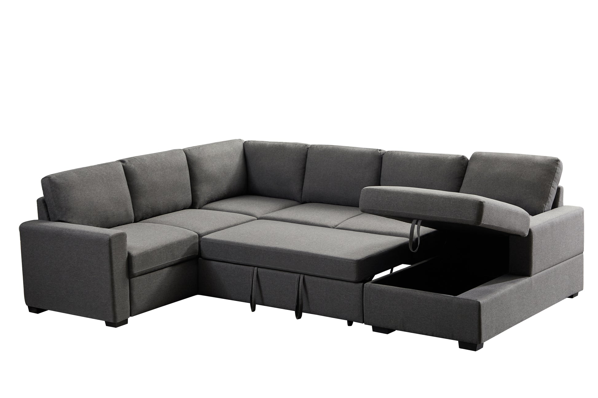 Ketterman 4 Piece Upholstered Sectional Dark Gray Foam Linen