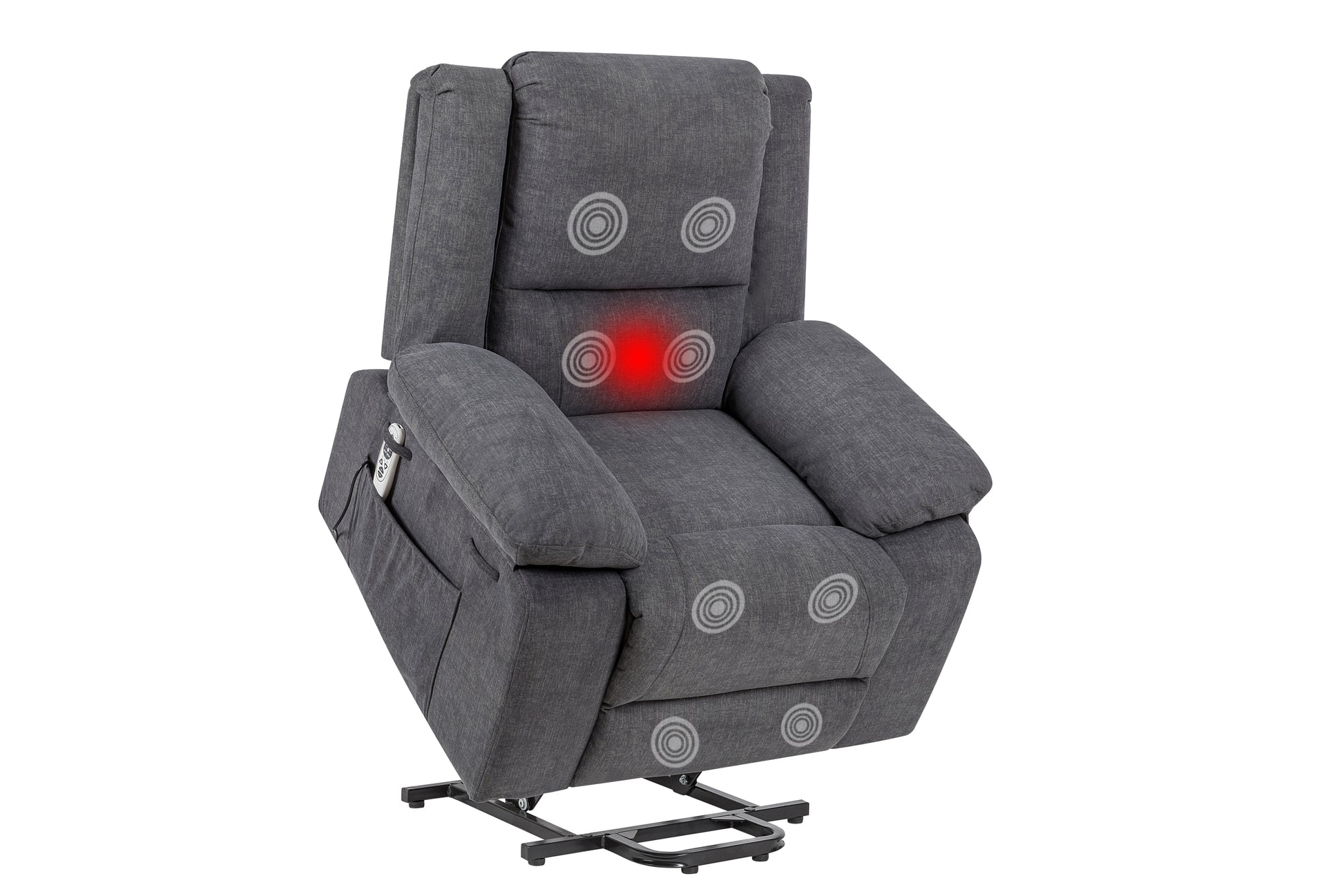 Electric Power Recliner Chair With Massage For Elderly ,Remote Control Multi Function Lifting, Timing, Cushion Heating Chair With Side Pocket Dark Grey Dark Grey Power Remote Metal Primary Living Space Soft American Design Pillow Top Arms Cat Scratch