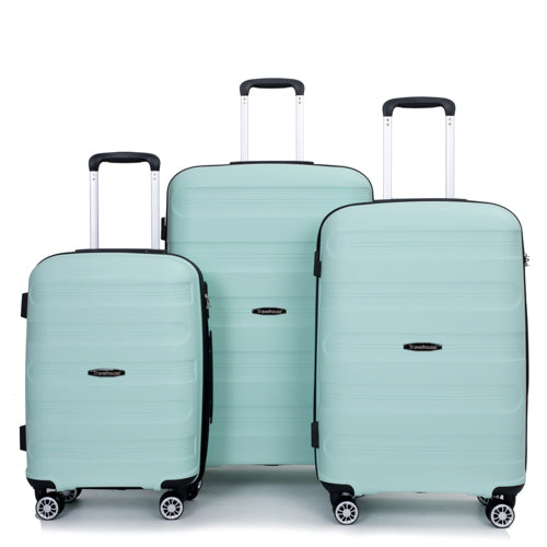 Hardshell Suitcase Spinner Wheels Pp Luggage Sets Lightweight Durable Suitcase With Tsa Lock,3 Piece Set 20 24 28 ,Light Green Light Green Polypropylene