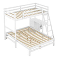 Twin Over Full Bunk Bed With Built In Desk And Three Drawers,White Box Spring Not Required White Wood Pine