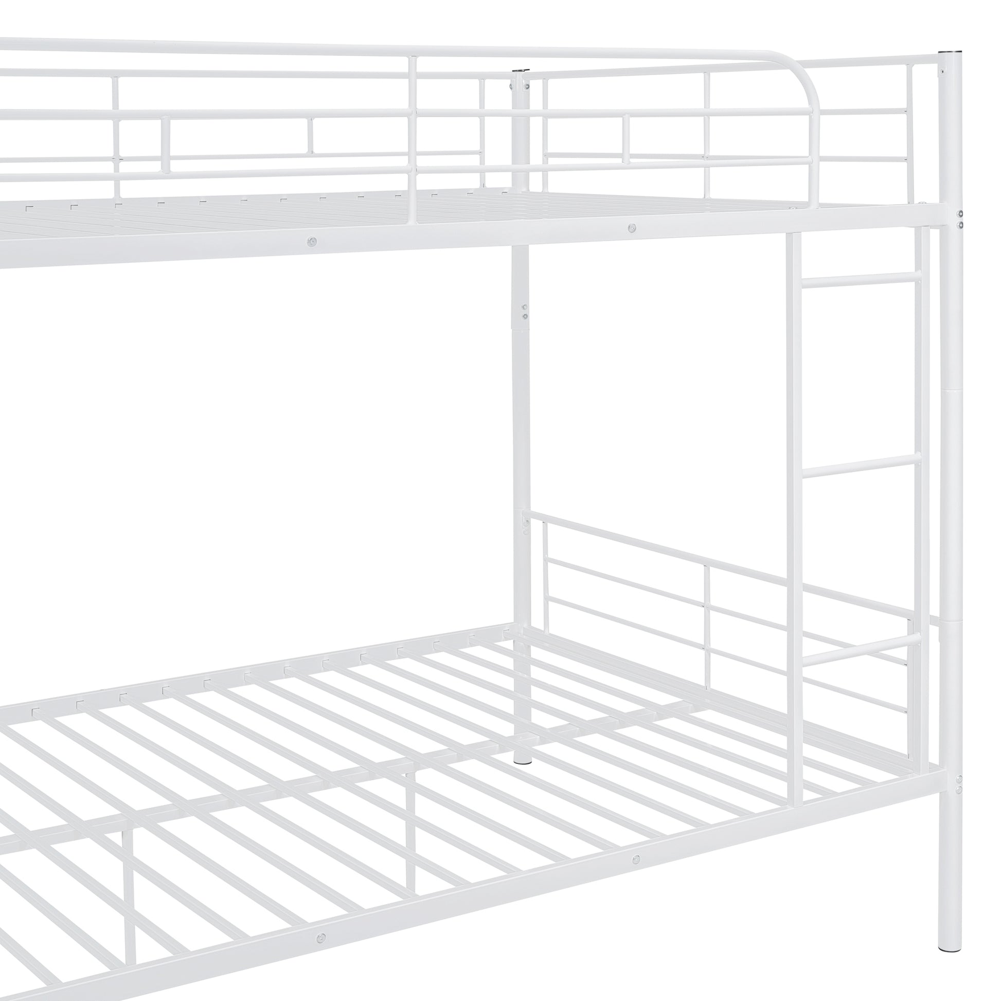 Full Over Full Metal Bunk Bed, White White Iron