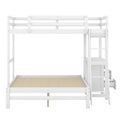 Twin Over Full Bunk Bed With Built In Desk And Three Drawers,White Box Spring Not Required White Wood Pine