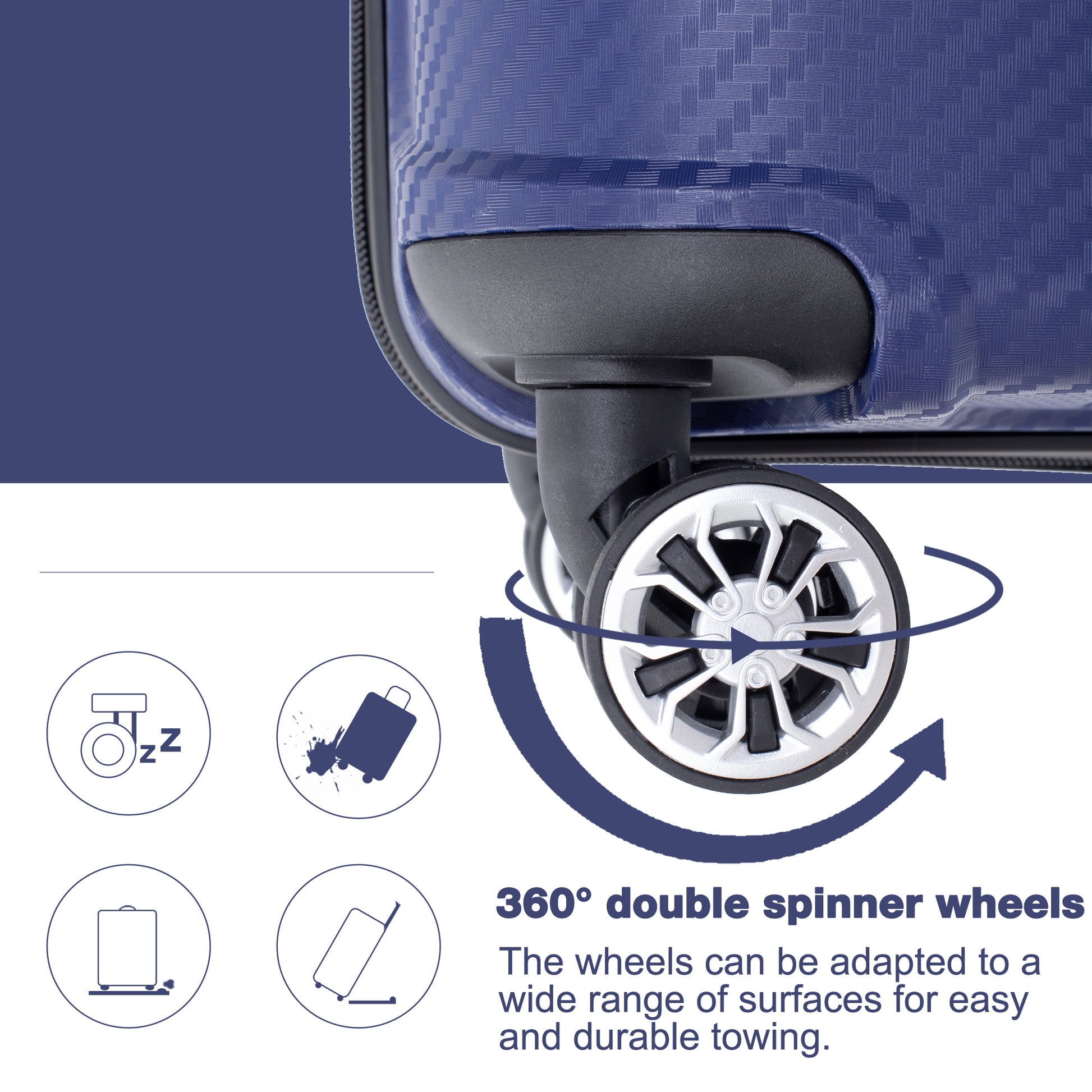 Hardshell Suitcase Spinner Wheels Pp Luggage Sets Lightweight Durable Suitcase With Tsa Lock,3 Piece Set 20 24 28 ,Navy Navy Polypropylene