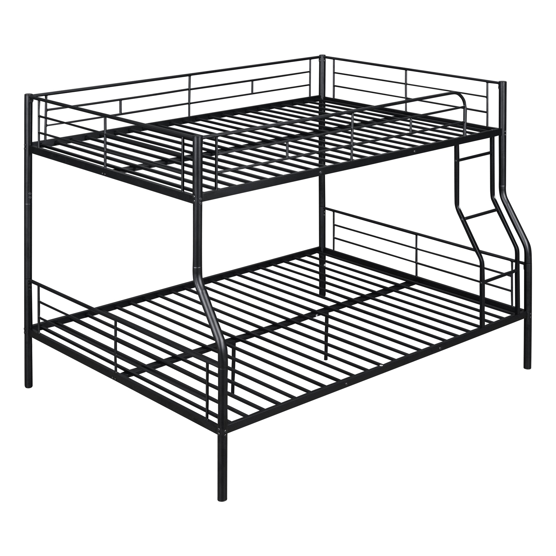 Full Xl Over Queen Metal Bunk Bed, Black Black Iron