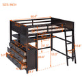 Full Size Loft Bed With Drawers And Desk, Wooden Loft Bed With Shelves Espresso Old Sku:Lt001529Aap Espresso Solid Wood