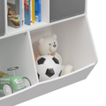 Kids Bookcase With Collapsible Fabric Drawers, Children'S Toy Storage Cabinet For Playroom, Bedroom, Nursery, School, White Gray White Gray Mdf